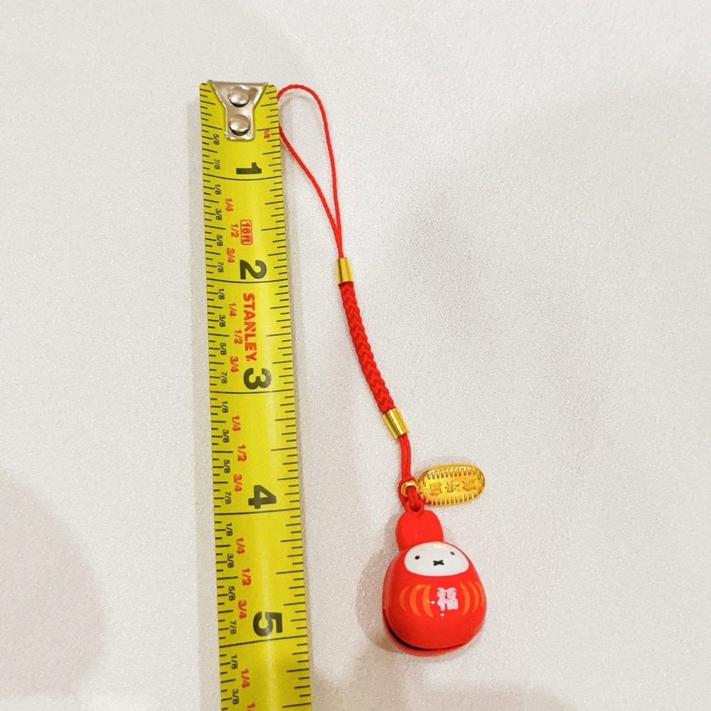 NWOT kawaii daruma Miffy mascot lucky charm keychain in red - Picture 5 of 5